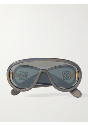 LOEWE - Paula's Ibiza Wave Mask Oversized D-Frame Glittered Acetate Sunglasses - Men - Gray