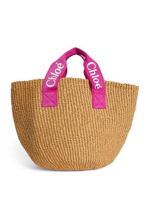 Chloé Kids Woven Logo-Strap Basket Bag