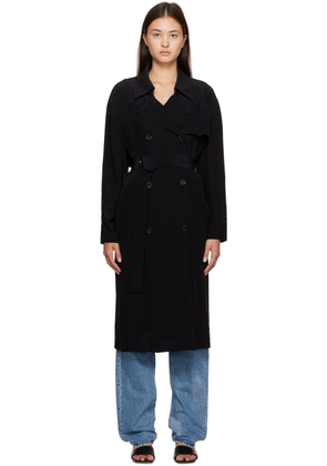 Theory Black Double-Breasted Trench Coat