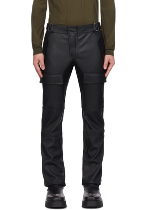 MISBHV Black Straight-Leg Faux-Leather Cargo Pants