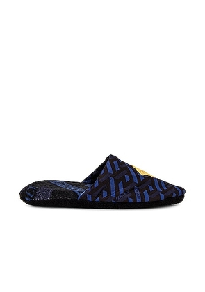 VERSACE Monogram All Over Slippers in Blue - Blue. Size S (also in ).
