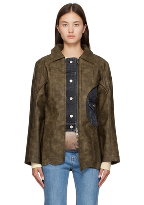 Andersson Bell Brown Faded Faux-Leather Shirt