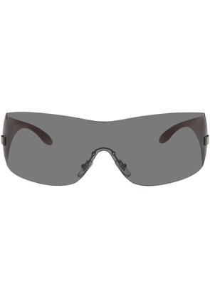 Versace Gunmetal Wraparound Sunglasses