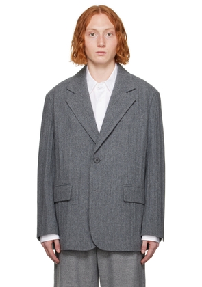 Solid Homme Gray Pleated Blazer