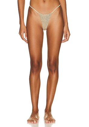 LaQuan Smith Thong in Gold - Metallic Gold. Size L (also in ).