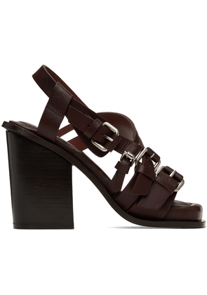 LEMAIRE Brown Square Heeled 100 Sandals