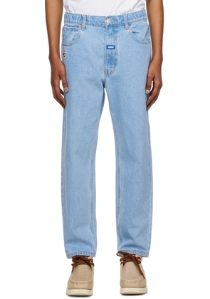 AAPE by A Bathing Ape Blue Embroidered Denim Trousers