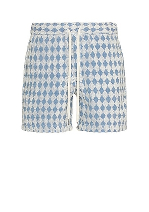 OAS Navy Diamond Terry Shorts in Blue - Blue. Size XL/1X (also in S).