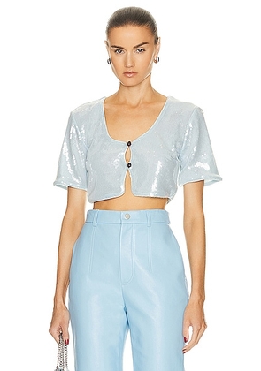 Ganni Sequin Top in Ice Water - Baby Blue. Size 32 (also in 38).