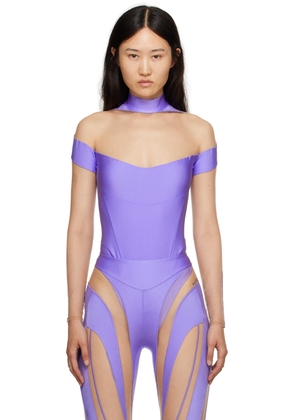 Mugler Purple & Beige Illusion Bodysuit