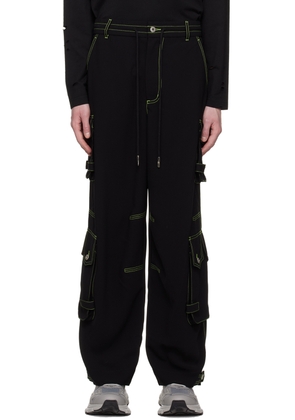 Feng Chen Wang Black Contrast Stitch Cargo Pants