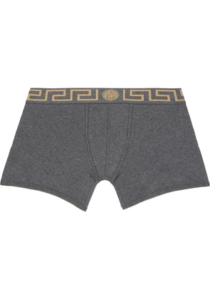 Versace Underwear Grey Greca Border Long Boxers
