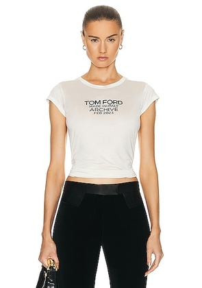TOM FORD Logo Fitted T-shirt in Chalk & Black - Ivory. Size 34 (also in 38, 40).