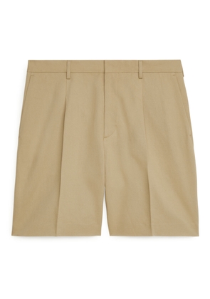 Loose Cotton Linen Shorts - Beige
