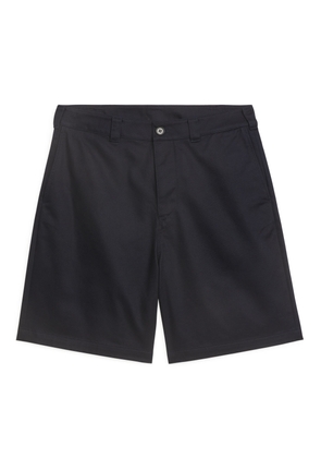Relaxed Cotton Twill Shorts - Blue
