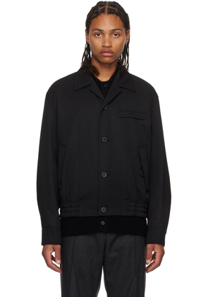 Solid Homme Black Open Spread Collar Jacket