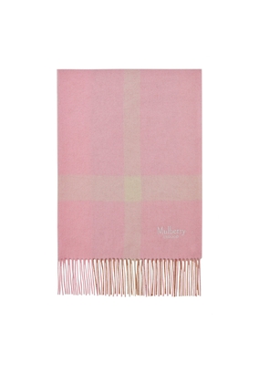 Mulberry Large Check Lambswool Scarf - Bright Pink