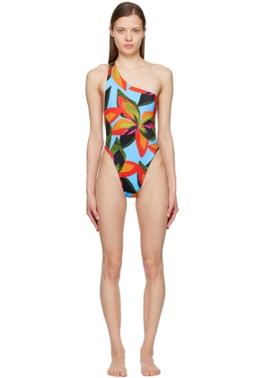 Louisa Ballou Multicolor Plunge One-Piece Swimsuit