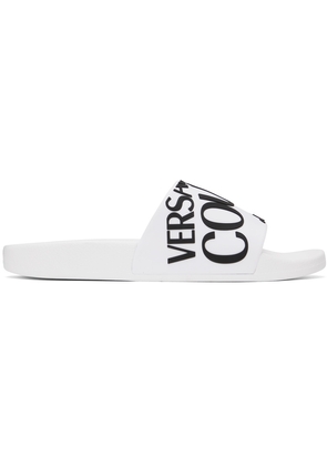 Versace Jeans Couture White Logo Slides