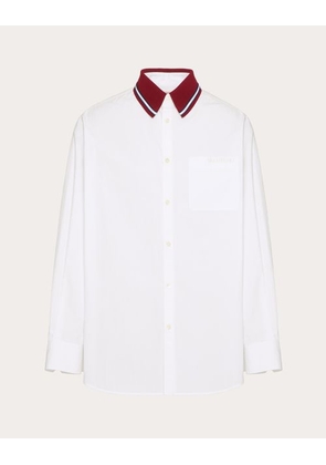 Valentino LONG-SLEEVED COTTON POPLIN SHIRT WITH EMBROIDERY Man WHITE 38