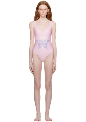GANNI Pink Printed Swimsuit
