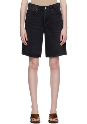 AGOLDE Black Low-Rise Denim Shorts