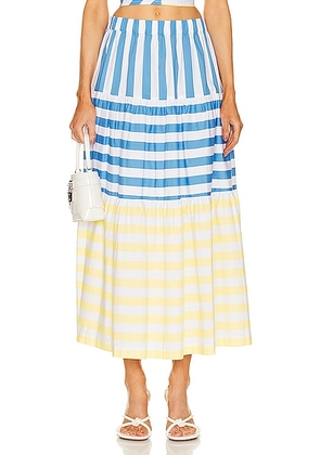 Staud Idalino Skirt in Buttercup Seashore Stripe - Blue. Size XS (also in ).
