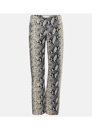 Victoria Beckham Snake-print straight leather pants