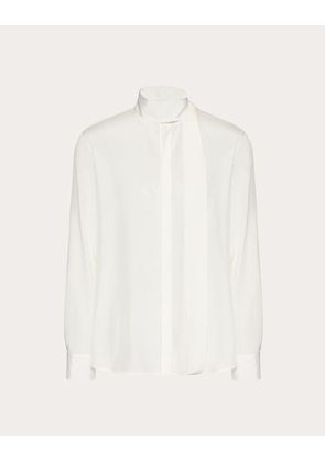 Valentino SILK SHIRT WITH SCARF DETAIL AT NECK Man IVORY 40