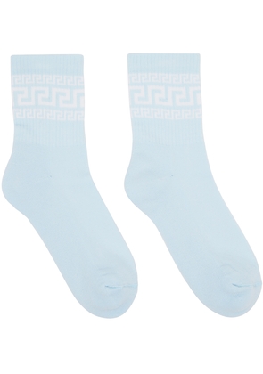 Versace Blue Greca Athletic Socks