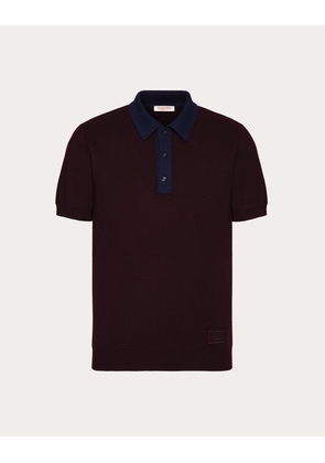 Valentino WOOL POLO SHIRT WITH VLOGO SIGNATURE EMBROIDERY Man MAROON/NAVY L
