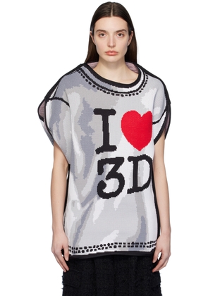 doublet Gray & White 'I Heart 3D' Sweater