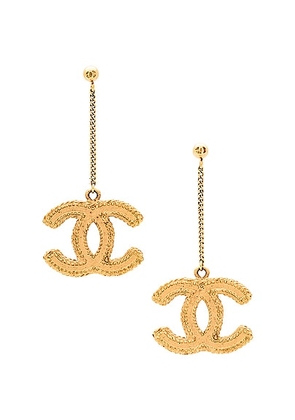 chanel Chanel Coco Mark Dangle Earrings in Light Gold - Metallic Gold. Size all.