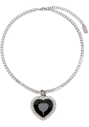 VETEMENTS Silver & Black Crystal Heart Necklace
