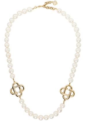 Casablanca White Medium Pearl Logo Necklace