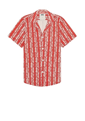 OAS Scribble Cuba Net Shirt in Red - Red. Size M (also in L).