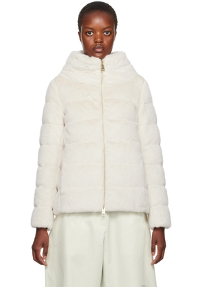 Herno Off-White Quilted Faux-Fur Down Jacket