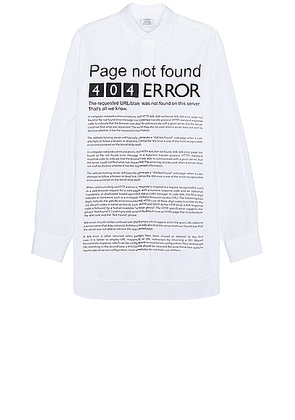 VETEMENTS Page Not Found Shirt in White - White. Size L (also in M).