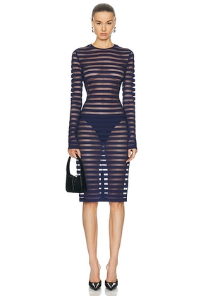 Norma Kamali Long Sleeve Crewneck Dress in True Navy - Navy. Size M (also in S, XS).