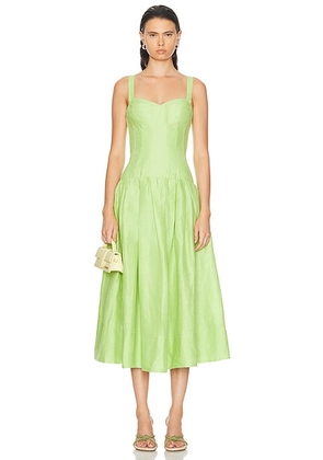 NICHOLAS Makenna Drop Waist Corset Midi Dress in Lime - Green. Size 0 (also in 2, 4, 6, 8).