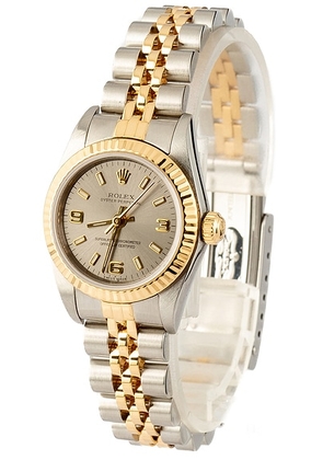 rolex x Bob's Watches Rolex Oyster Perpetual 76193 in Stainless Steel  18K Yellow Gold  & Slate - Metallic Silver. Size all.