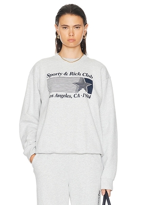 Sporty & Rich Starter Crewneck Sweatshirt in Heather Grey & Navy - Grey. Size L (also in M, S).