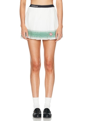 Casablanca Pleated Skirt in White & Evergreen - White. Size L (also in M, S, XS).