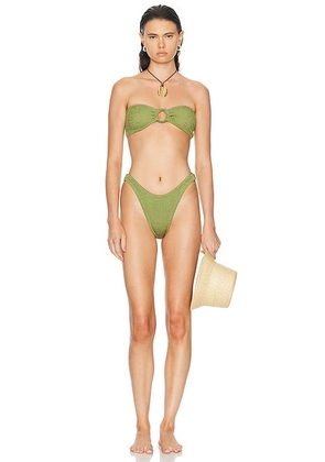 Hunza G Gloria Bikini Set in Metallic Moss - Olive. Size all.