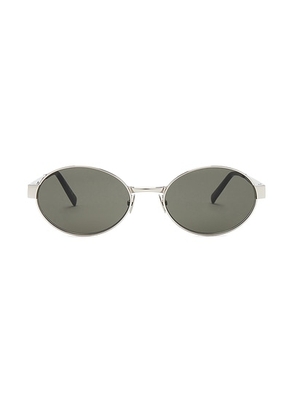 Saint Laurent Round Sunglasses in Silver & Grey - Metallic Silver. Size all.