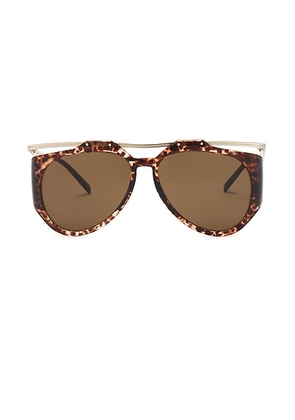 Saint Laurent Amelia Sunglasses in Havana & Gold - Brown. Size all.