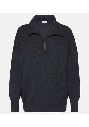 Brunello Cucinelli Ribbed-knit cashmere polo sweater