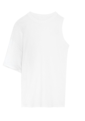 A. W.A. K.E Mode Asymmetric One-sleeve Cotton T-shirt - White - L (UK14 / L)
