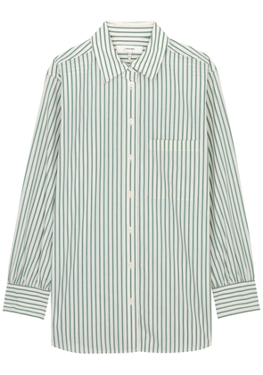 Frame Oversized Striped Cotton Poplin Shirt - Green - L (UK14 / L)