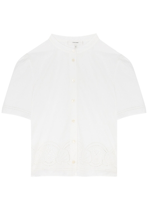 Frame Broderie Anglaise Cotton Shirt - White - L (UK14 / L)